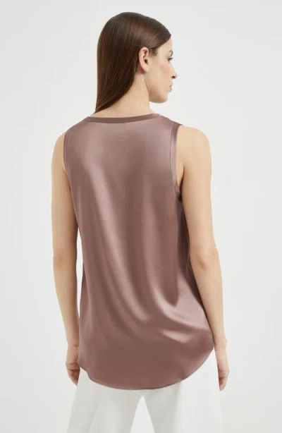 Brunello Cucinelli Women Brown Satin Reversible Top In Gold