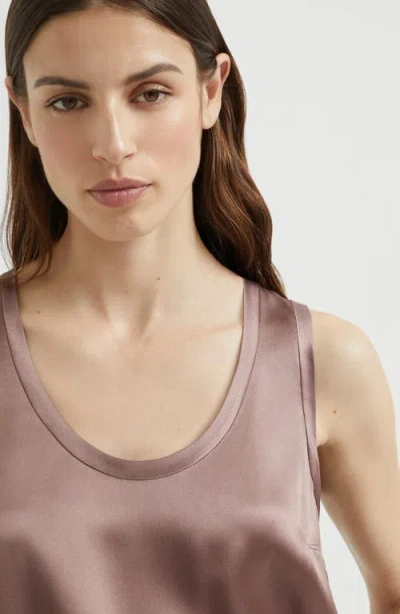 Brunello Cucinelli Women Brown Satin Reversible Top In Gold