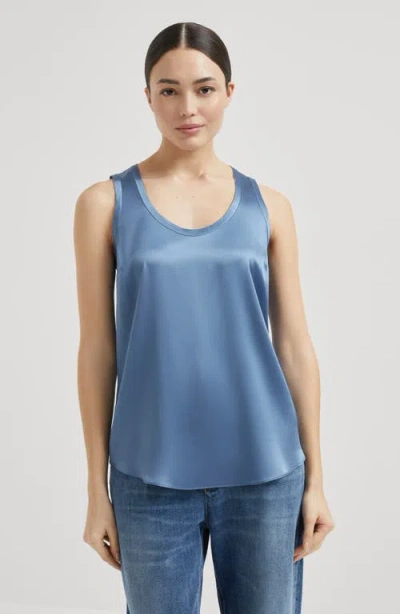 Brunello Cucinelli Satin Top In Blue