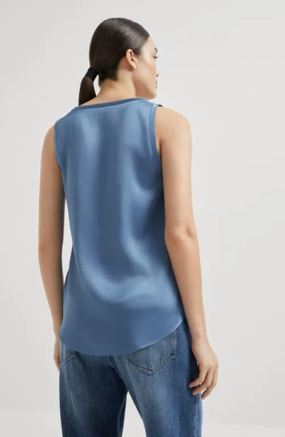 Brunello Cucinelli Satin Top In Blue