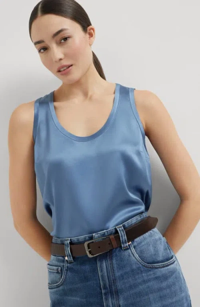 Brunello Cucinelli Satin Top In Blue