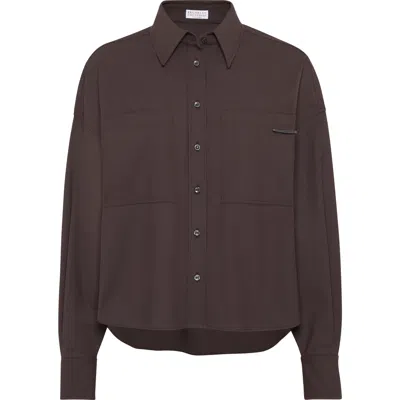 Brunello Cucinelli Wool Shirt In Brown
