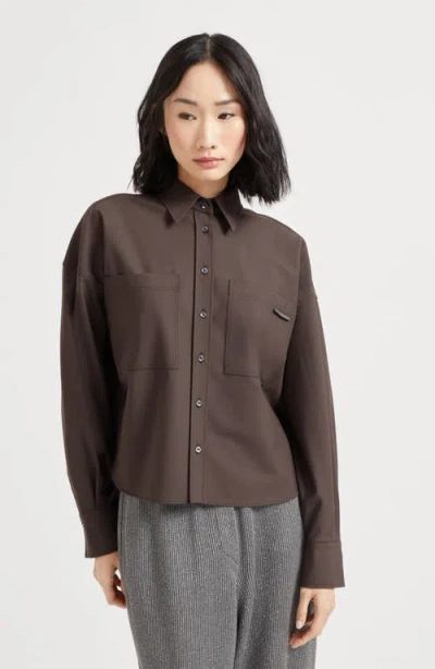 Brunello Cucinelli Wool Shirt In Brown
