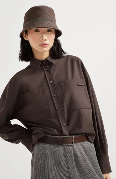 Brunello Cucinelli Wool Shirt In Brown