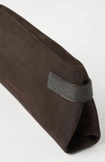 Brunello Cucinelli Women Suede Leather Clutch Bag
