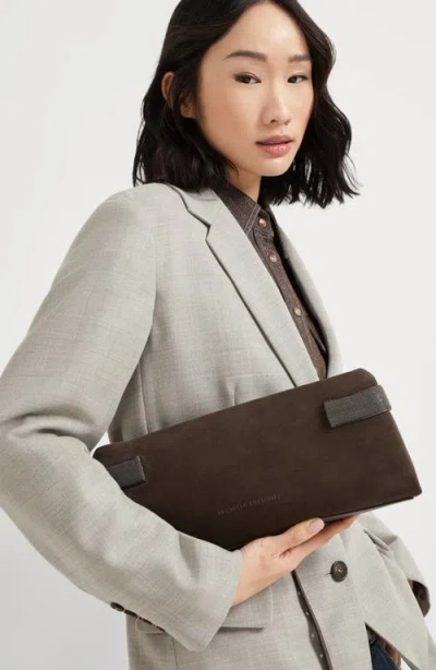 Brunello Cucinelli Women Suede Leather Clutch Bag