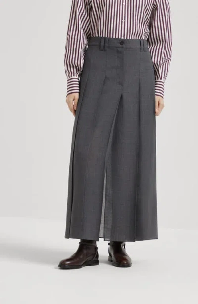 Brunello Cucinelli Pleated Maxi Skirt In Gray