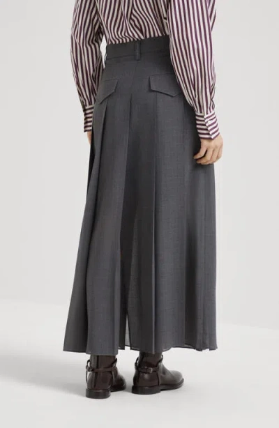 Brunello Cucinelli Pleated Maxi Skirt In Gray