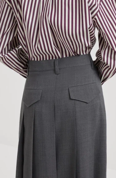Brunello Cucinelli Pleated Maxi Skirt In Gray