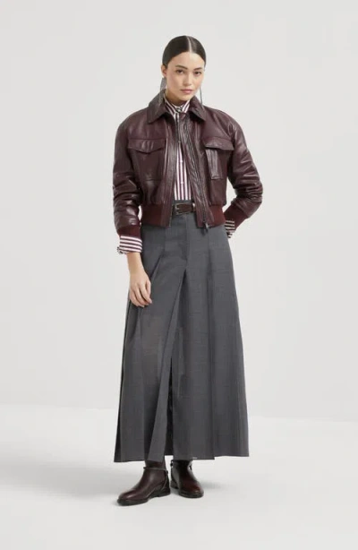 Brunello Cucinelli Pleated Maxi Skirt In Gray