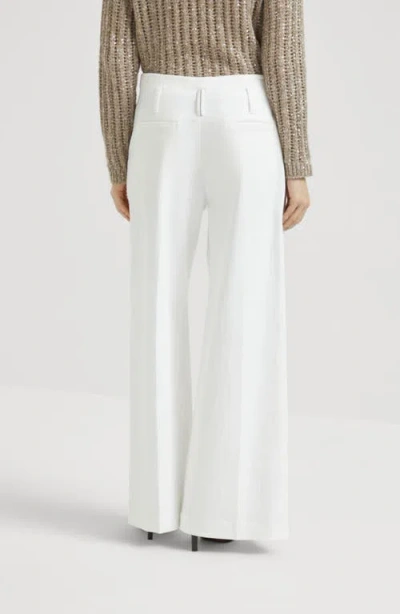 Brunello Cucinelli Stretch Cotton Flared Sartorial Trousers In White