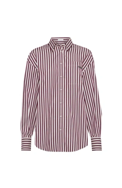 Brunello Cucinelli Logo Striped Long-sleeved Shirt