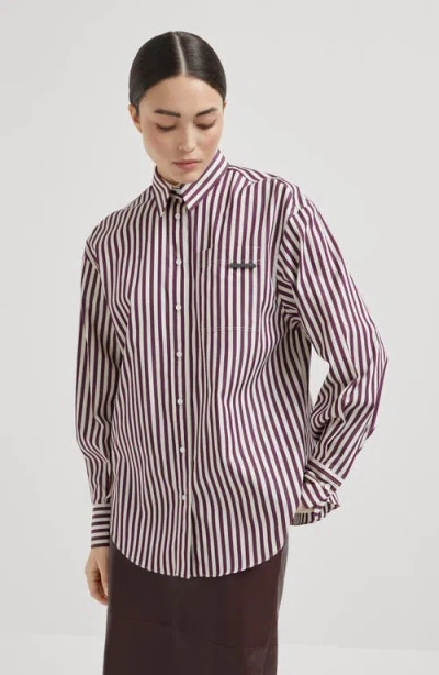 Brunello Cucinelli Logo Striped Long-sleeved Shirt