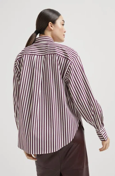 Brunello Cucinelli Logo Striped Long-sleeved Shirt