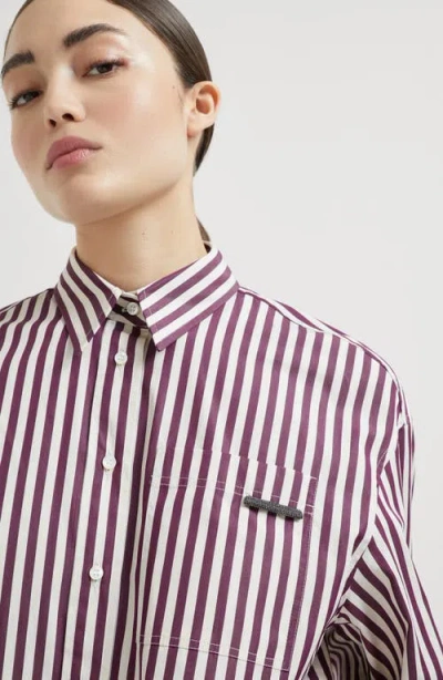 Brunello Cucinelli Logo Striped Long-sleeved Shirt