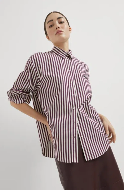 Brunello Cucinelli Logo Striped Long-sleeved Shirt