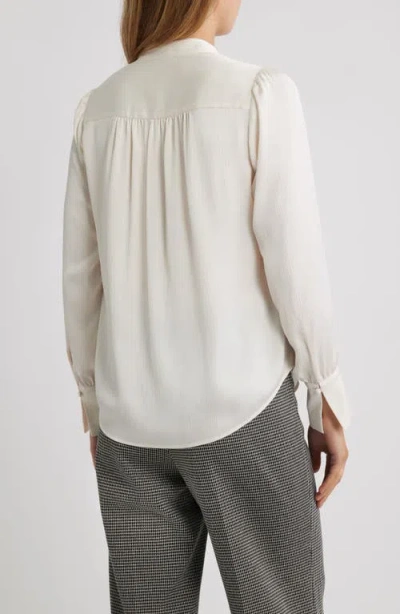 Anne Klein Textured Crepe Long Sleeve Top In White