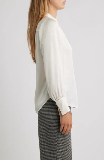 Anne Klein Textured Crepe Long Sleeve Top In White