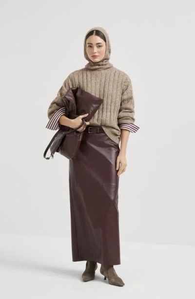 Brunello Cucinelli Dazzling Cable Sweatshirt In Brown
