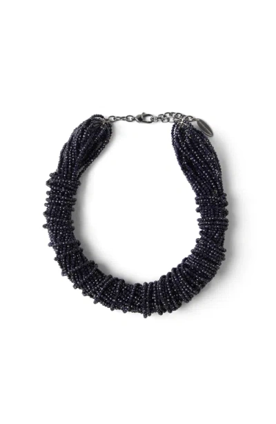 Brunello Cucinelli Sandstone And Silver Choker In Blue