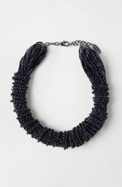 Brunello Cucinelli Sandstone And Silver Choker In Blue
