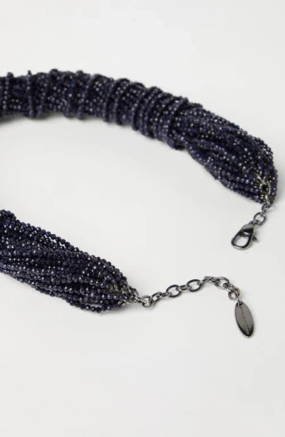Brunello Cucinelli Sandstone And Silver Choker In Blue