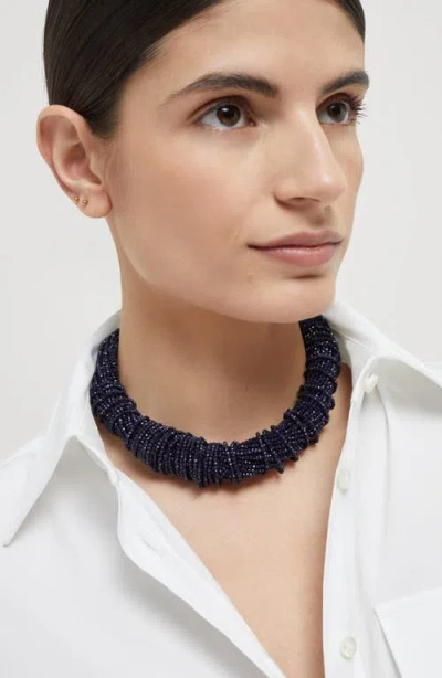 Brunello Cucinelli Sandstone And Silver Choker In Blue