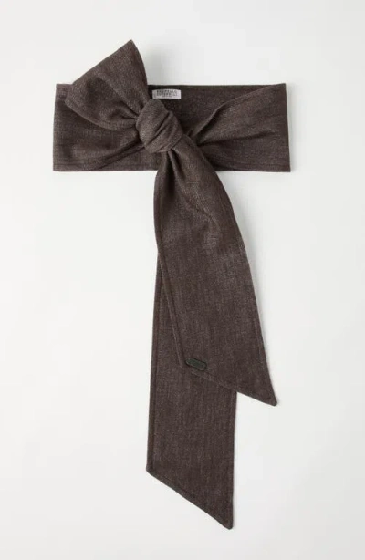 Brunello Cucinelli No-fade Denim Foulard In Brown