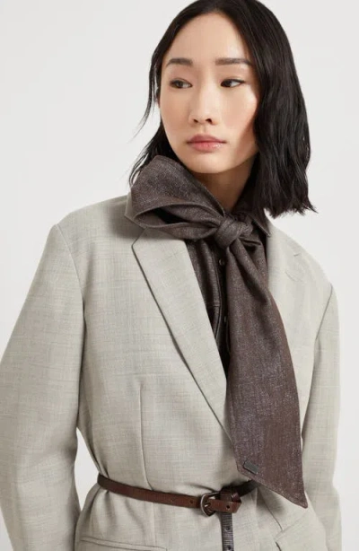 Brunello Cucinelli No-fade Denim Foulard In Brown
