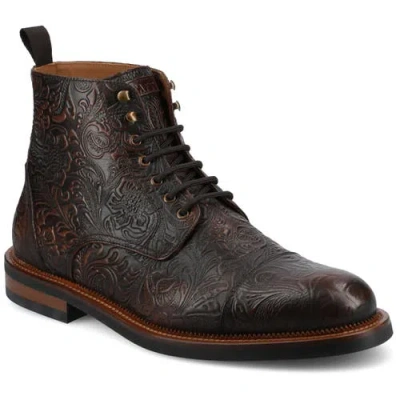 Taft The Rome Embossed Cap Toe Boot In Brown