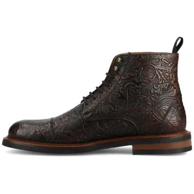 Taft The Rome Embossed Cap Toe Boot In Brown