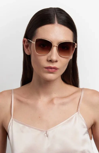 Stuart Weitzman 58mm Gradient Butterfly Sunglasses In Gold