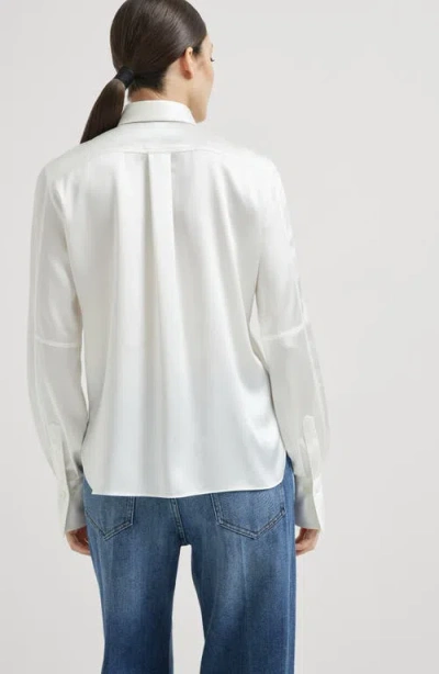 Brunello Cucinelli Stretch-silk Satin Shirt In White