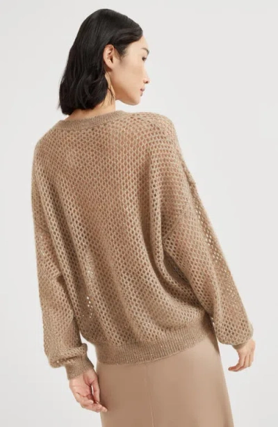 Brunello Cucinelli Dazzling Mesh Sweater In Neutral