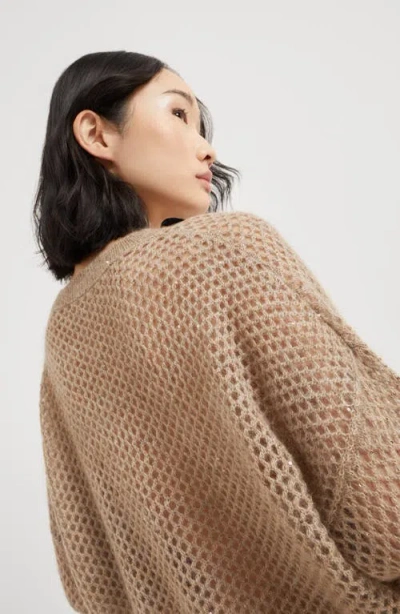 Brunello Cucinelli Dazzling Mesh Sweater In Neutral