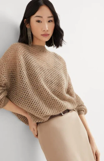 Brunello Cucinelli Dazzling Mesh Sweater In Neutral
