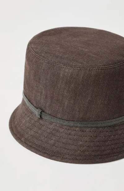 Brunello Cucinelli Bucket Hat With Monili In Brown
