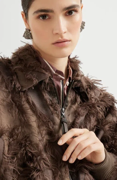 Brunello Cucinelli Feather-trimmed Bomber Jacket