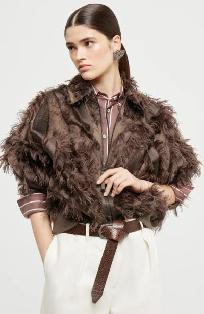 Brunello Cucinelli Feather-trimmed Bomber Jacket