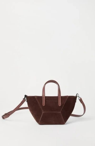 Brunello Cucinelli Leather Tote Bag Adjustable Strap In Burgundy