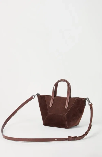 Brunello Cucinelli Leather Tote Bag Adjustable Strap In Burgundy