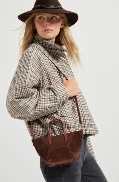 Brunello Cucinelli Leather Tote Bag Adjustable Strap In Burgundy