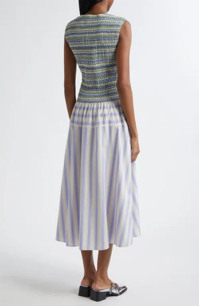 Stine Goya Mixed Stripe Smock Bodice Organic Cotton Dress In Multi