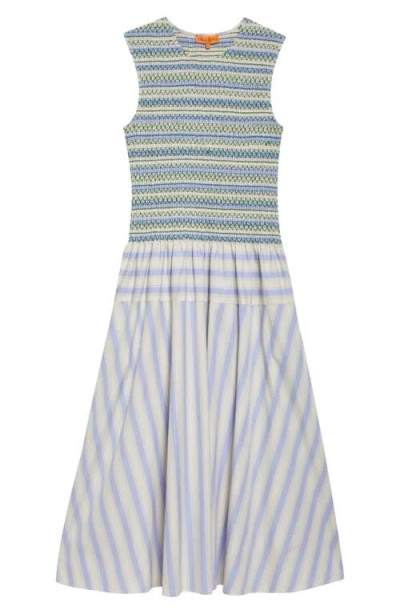 Stine Goya Mixed Stripe Smock Bodice Organic Cotton Dress In Multi