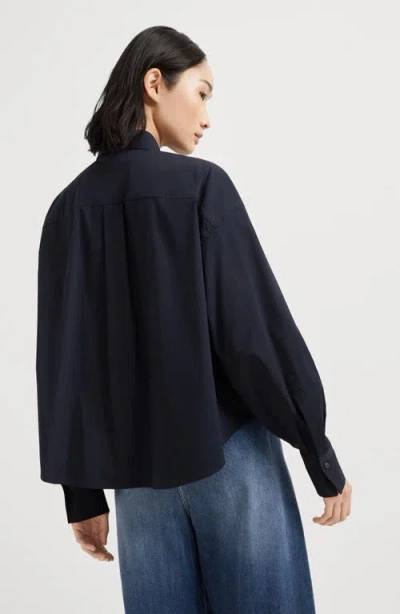 Brunello Cucinelli Cotton-blend Cropped Shirt In Black