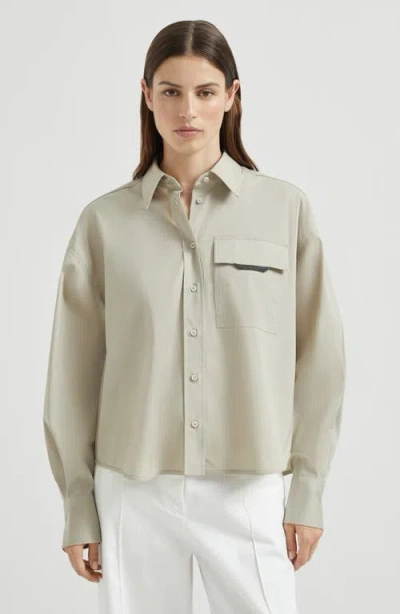 Brunello Cucinelli Stretch Poplin Shirt In Nude