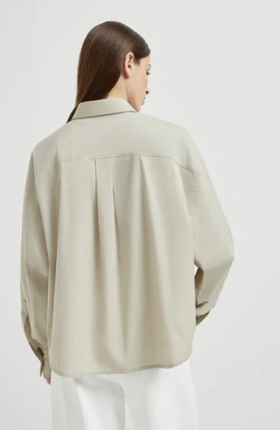Brunello Cucinelli Stretch Poplin Shirt In Nude