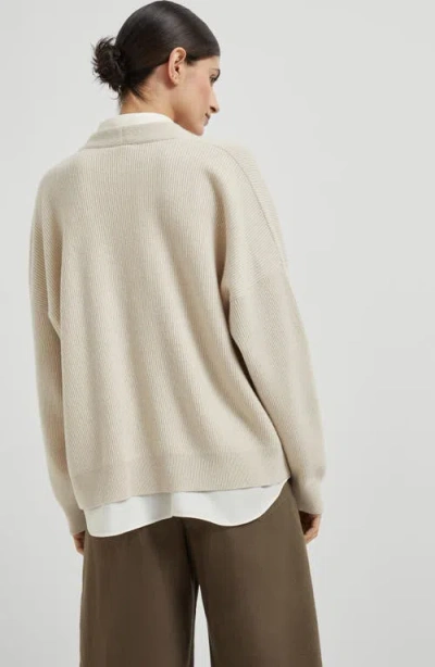 Brunello Cucinelli Cashmere Cardigan With Blouse In Neutral