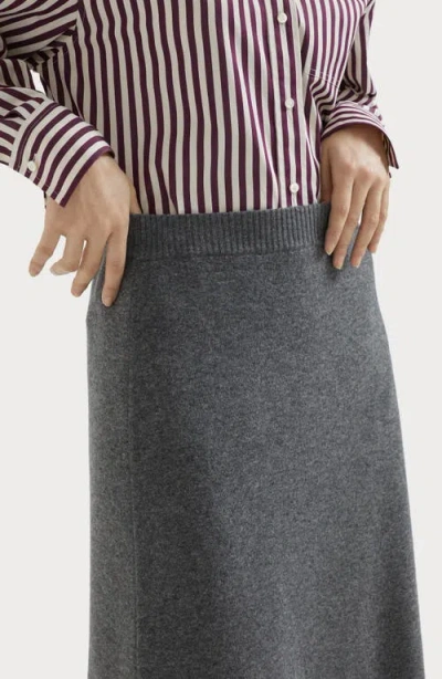 Brunello Cucinelli Longuette Midi Skirt In Stretch Cashmere In Gray