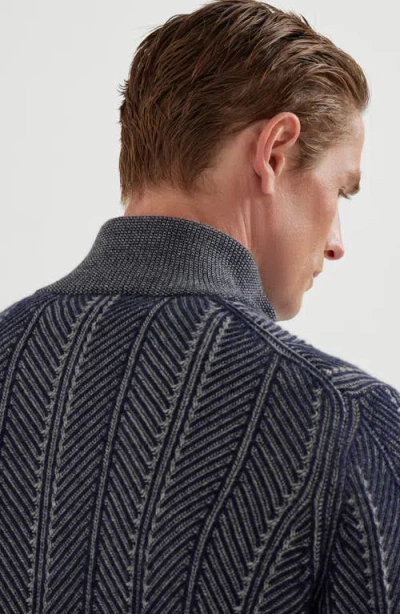 Brunello Cucinelli Men's Cashmere Chevron Vanise Quarter-zip Sweater